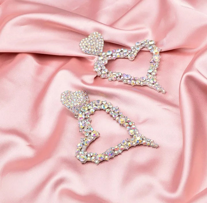 Rhinestone Hart Earrings