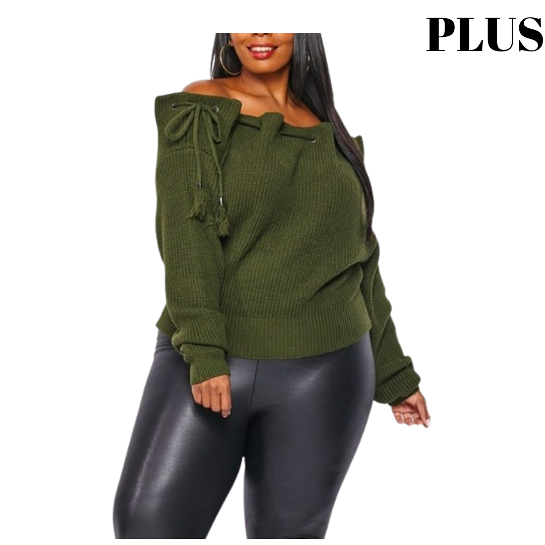 Open Shoulder Sweater (PLUS)