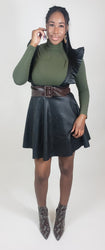 PU Leather Romper Skirt